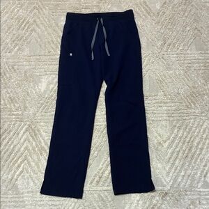 Figs Navy Kade Cargo Scrub Pants with Gray Drawstring